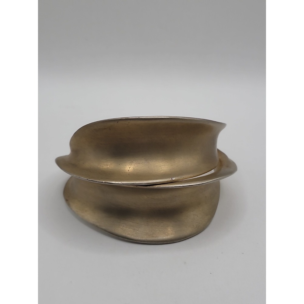 Lara Gold Tone Wide Cuff Bracelet Sculptural Swirl Modernist Statement